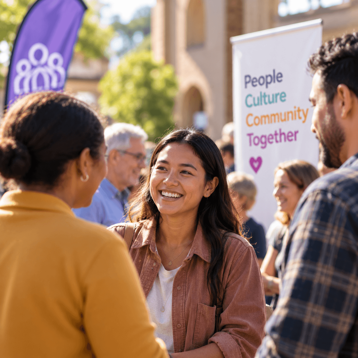 People connecting at a cultural community gathering
