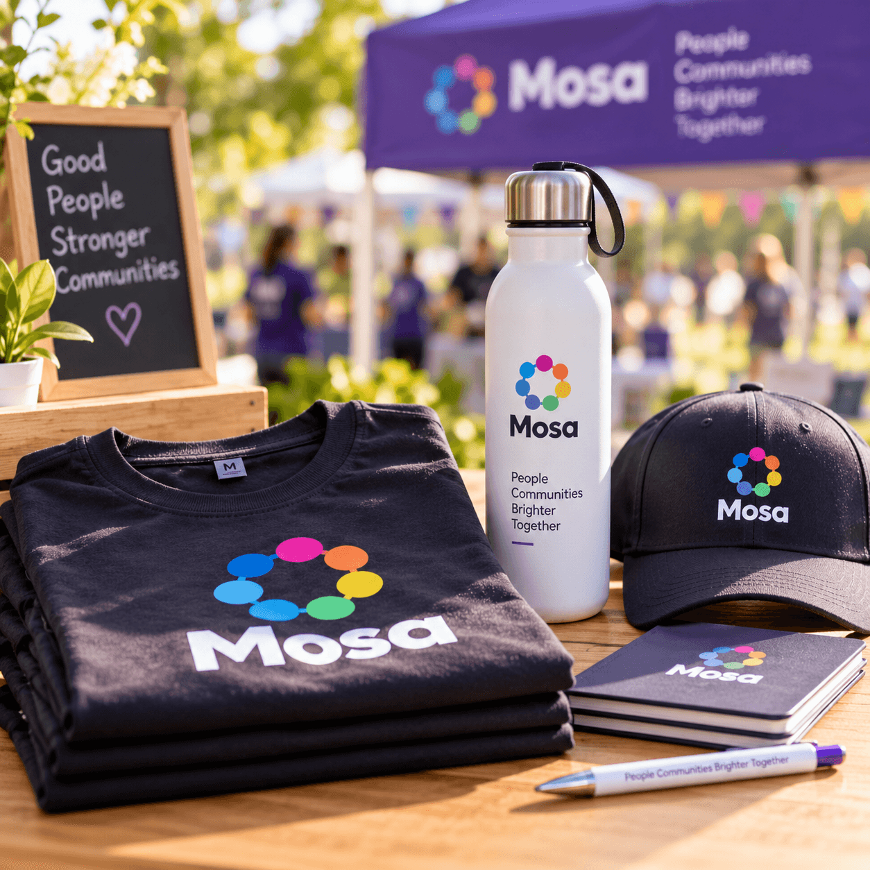 Mosa-branded community merchandise