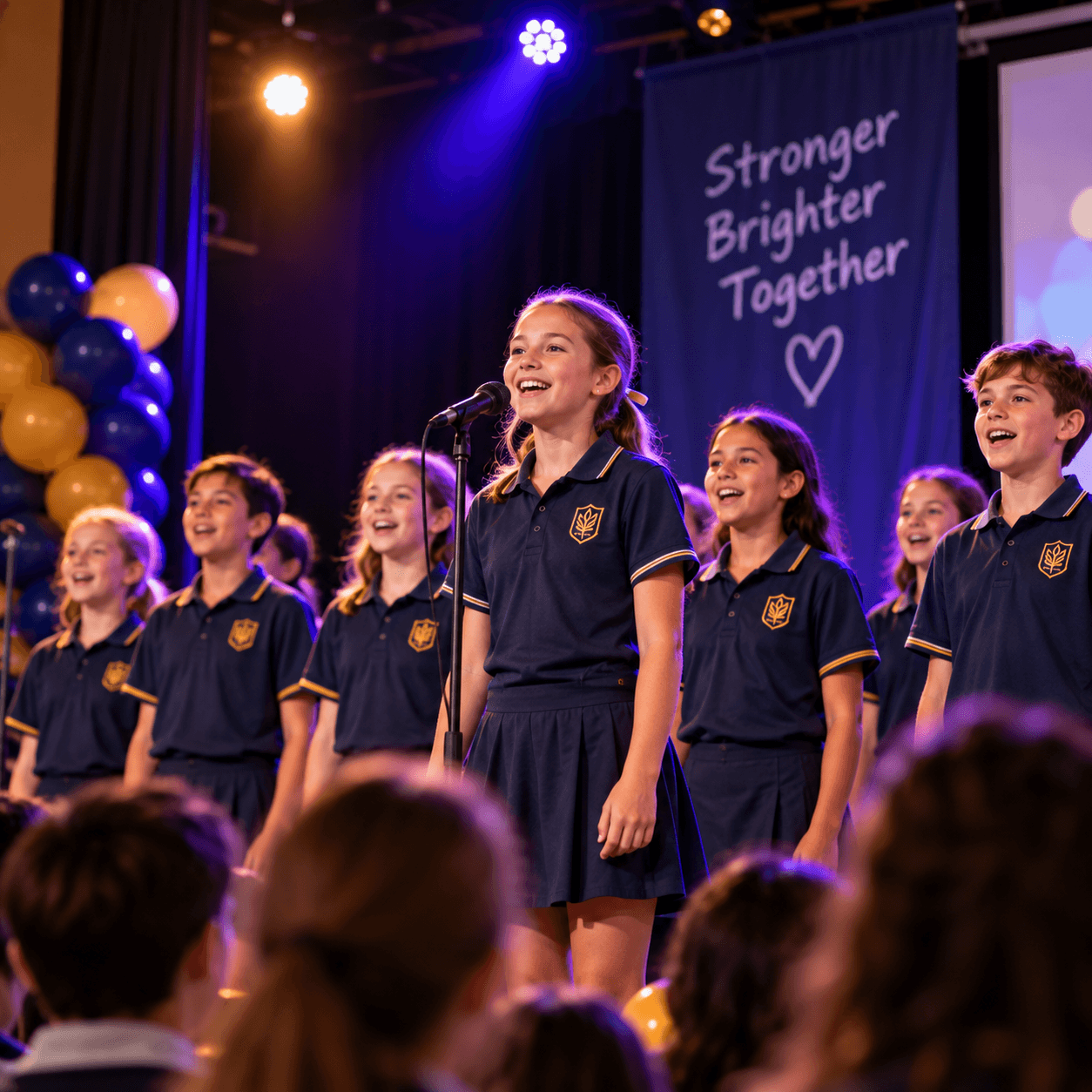 Students performing at a school event