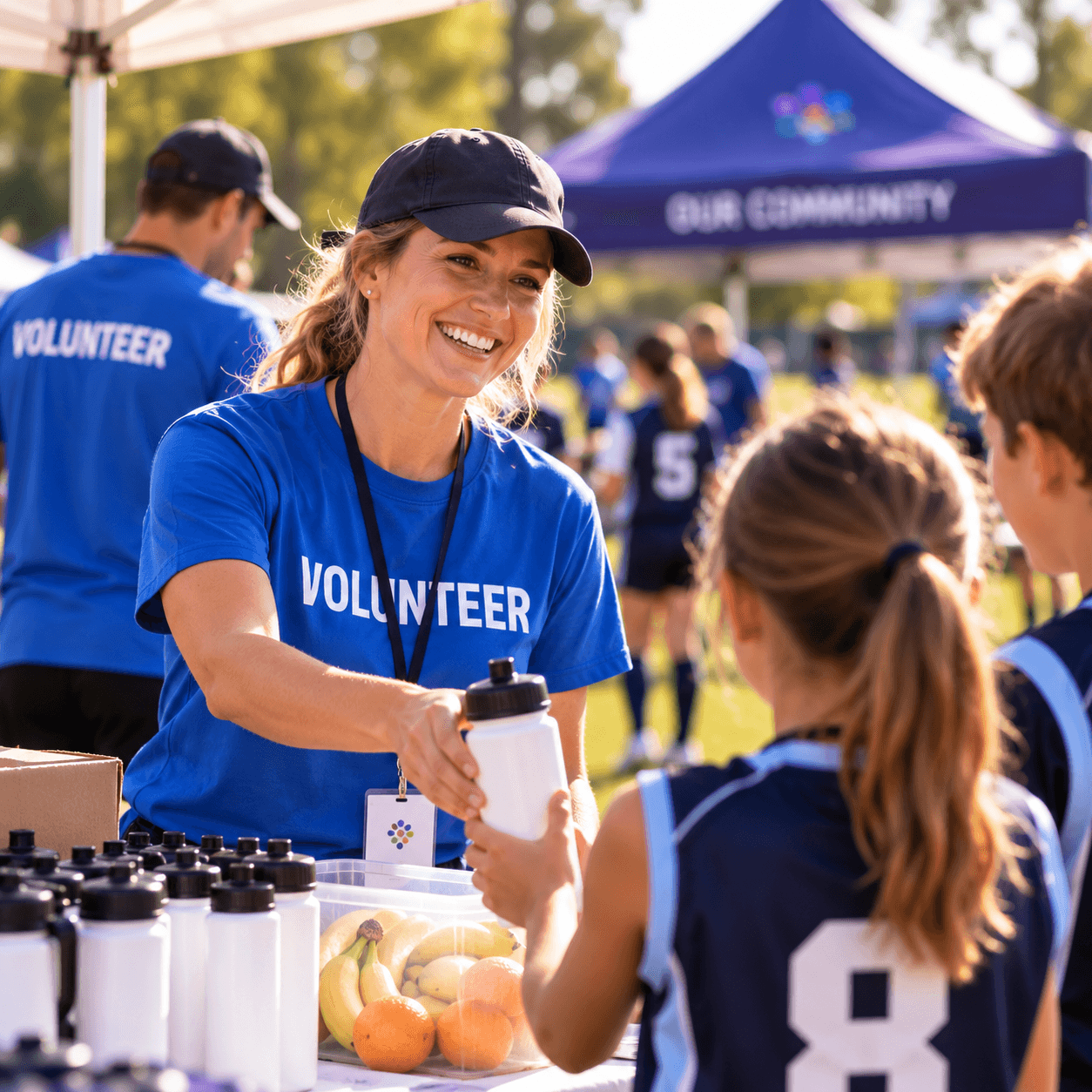 Volunteer helping at a sporting club event