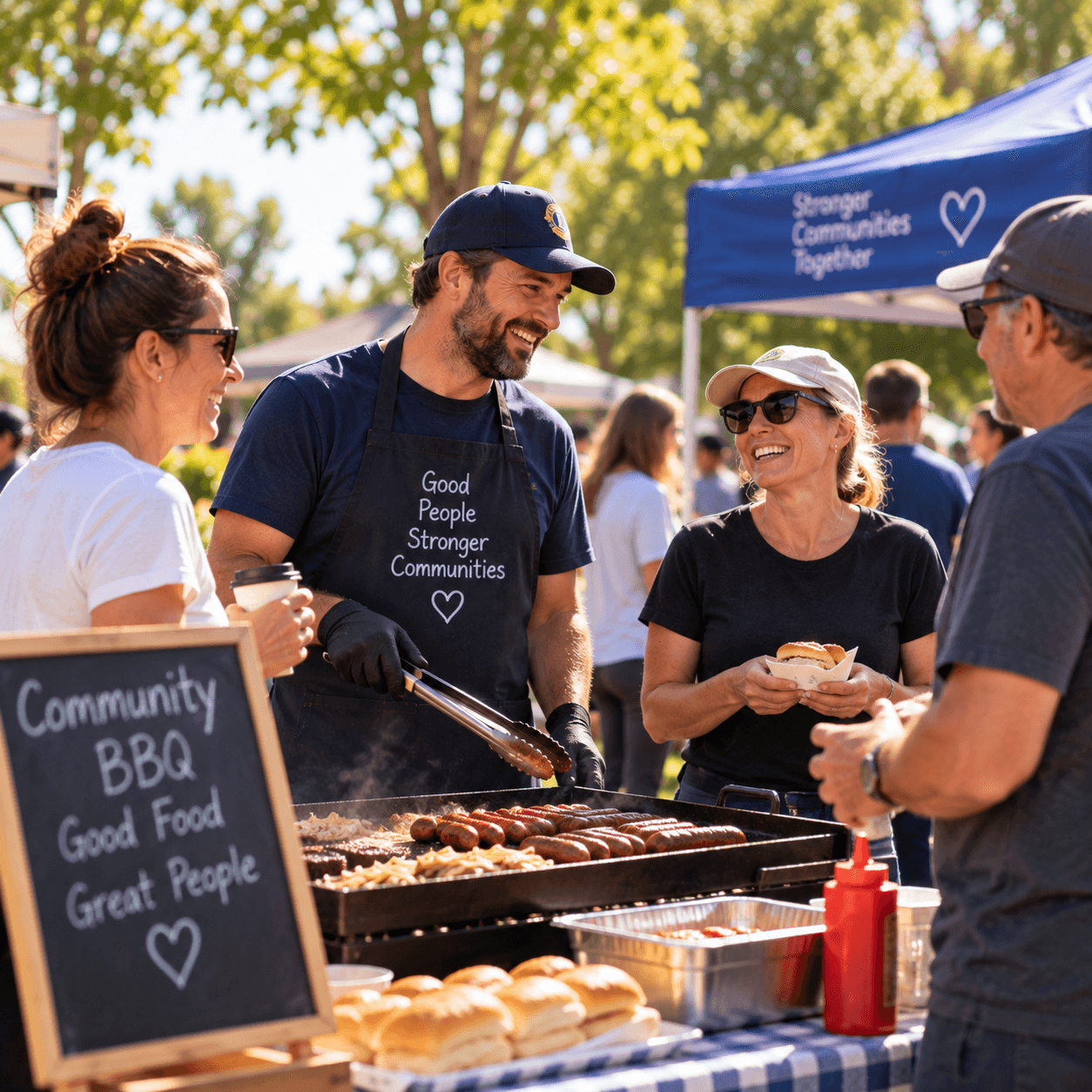 Community members sharing food at an outdoor gathering