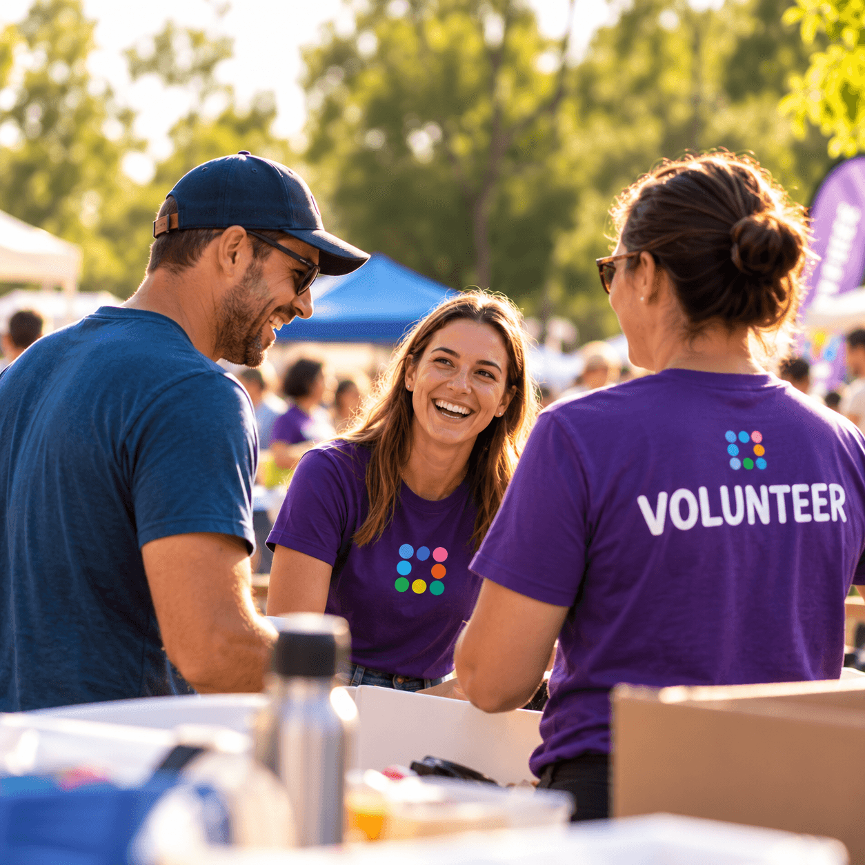 Community volunteers connecting at an event