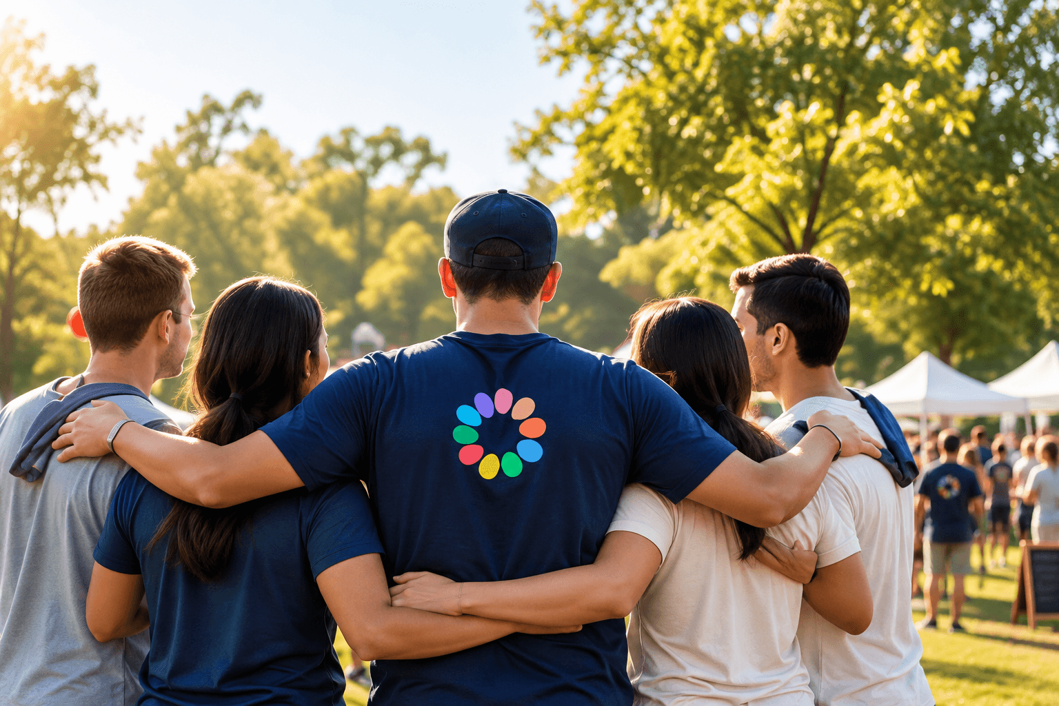 Community members and volunteers standing together