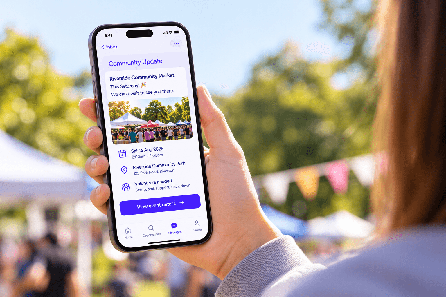 A community market update viewed on a phone