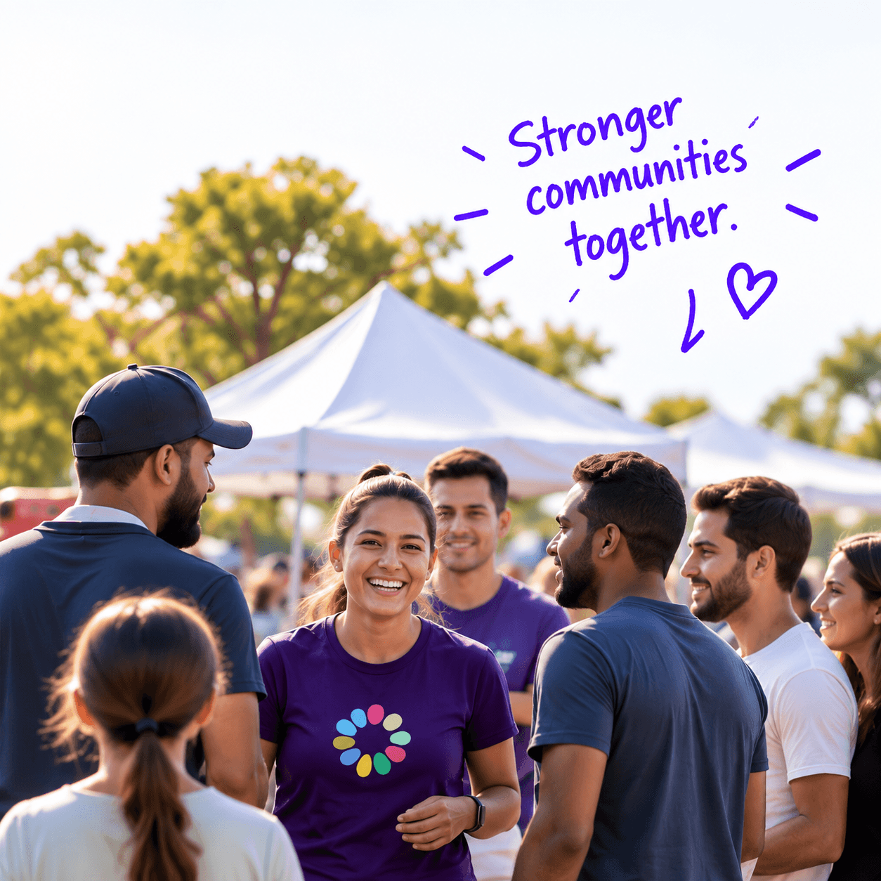 Community members and volunteers together at a local event