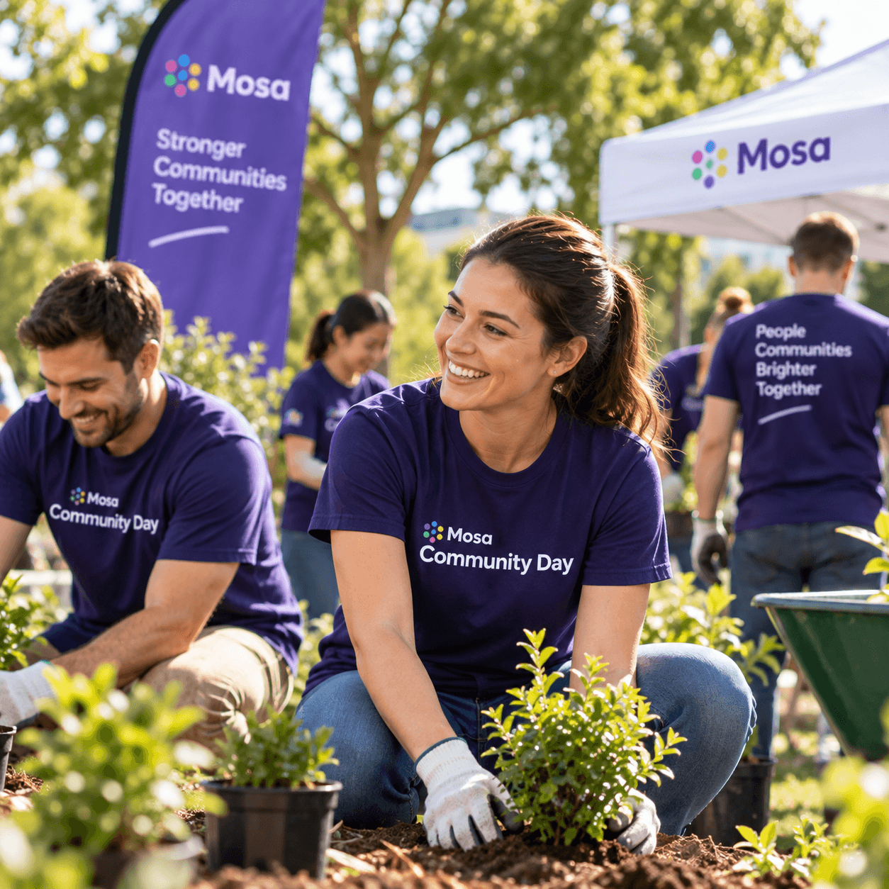Workplace volunteers planting at a Community Day.