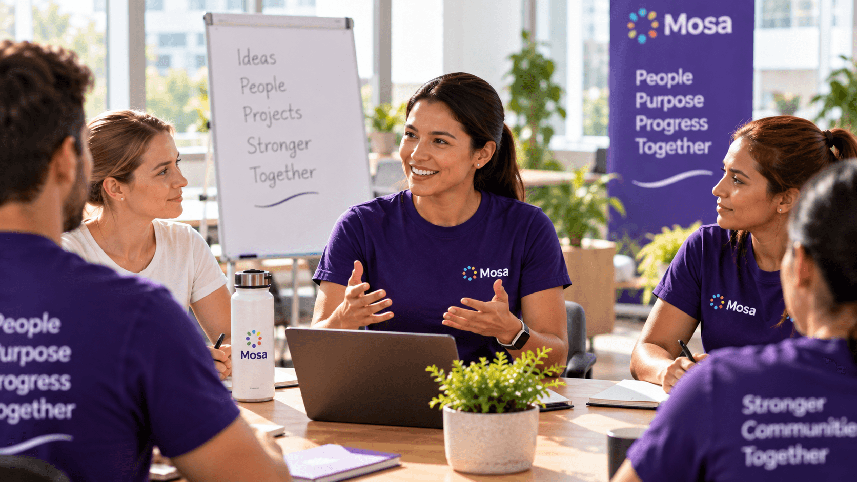 An employee leading a group discussion.