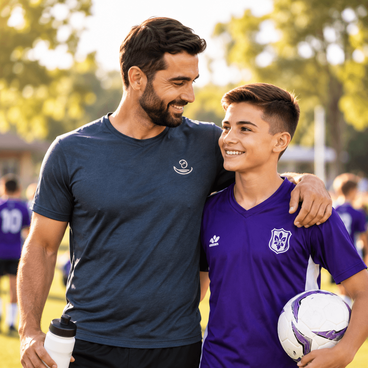 Adult and young participant together at a sporting community.